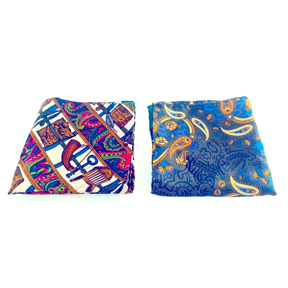 Men 2 Italian silk pocket square and suspender with adjustable strap.